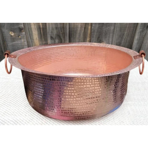 Cuenco de Cobre Puro Martillado a Mano para Pedicura con Asas, Acabado Antiguo Duradero, Respaldo Ajustable para Salón, Hogar, Relajación y Masajes - Product Image 1
