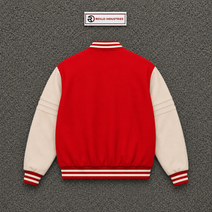 PREMIUM <b>RED</b> LETTERMAN VARSITY JACKET FOR MEN With Zipper Closure Regular Fit Solid Color Turn-down Collar Casual Style Autumn We - Product Image 6