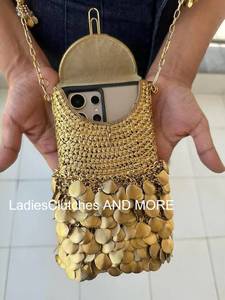 Bolso de Noche de Lujo Clásico de Metal de Latón Suave para Teléfono Móvil, Cartera para Mujer - Product Image 3
