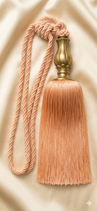 Elegant Peach Tassel <b>Curtain</b> Tieback with Brass Finial Classic Decorative Window Accessory - Product Image 2
