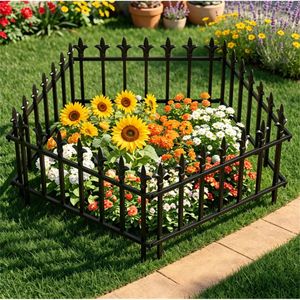 Recinzione da Giardino Pieghevole Nera da 1,2 m, Confezione da 5, Senza Scavo, Barriera per Animali, Recinzione Decorativa in Metallo per Esterni e Paesaggistica - Product Image 3