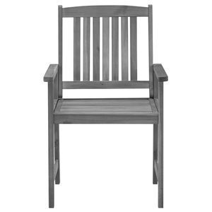Chaises de patio en bois d'acacia massif gris, 2 pièces, avec coussins, ensemble de meubles de jardin - Product Image 5