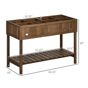 Fioriera Rialzata in Legno Marrone Scuro con 8 Scomparti, Stile Classico per Giardino, Letto Rialzato per Efficienza Spaziale - Product Image 3