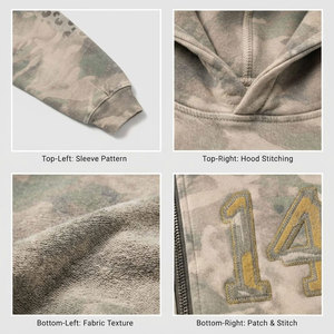 Sudadera con Capucha Personalizada para Hombre, Diseño de Camuflaje, Cierre de Cremallera, Corte Regular, Bolsillo Frontal con Logotipo, Ropa Casual de Otoño - Product Image 6