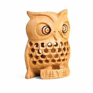 Figura de Búho Tallada a Mano en Madera |   Estatua de Búho Hecha a Mano en Madera |   Búho Decorativo para Decoración del Hogar |   Escultura de Animales de Madera Rústica - Product Image 4