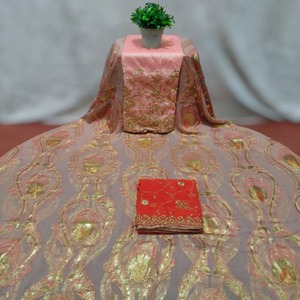 ผ้าชีฟองโซมาเลียแฟรนซาวี ดีแรค คุณภาพดีที่สุด แฟชั่นล่าสุด พร้อมงานปักกลิตเตอร์ประณีตบนลายแบบนามธรรม สำหรับชุดออกงาน - Product Image 1