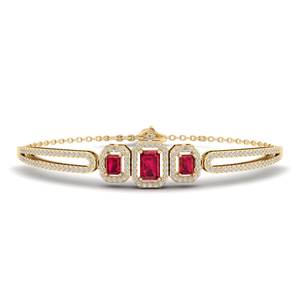 REYES Lujosas Pulseras de Tenis de Oro Sólido de 14K y 18K con Moissanita Certificada GRA para Mujer, Pulsera de Gema de Rubí de Corte Esmeralda de 0.9Ct - Product Image 1