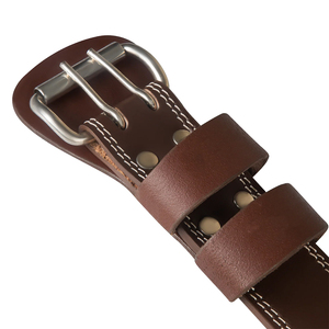 Ceinture de musculation de bonne qualité, couleur marron, en cuir de vachette léger, pour entraînement de force et musculation. - Product Image 5