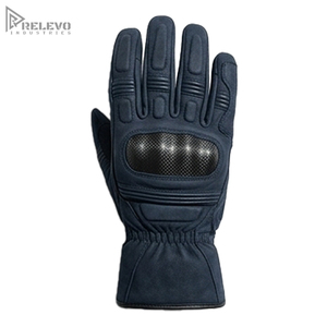 Guantes de Motocicleta Personalizados para Hombre, de Cuero Azul Marino Oscuro, con Protección de Nudillos de Fibra de Carbono, para Conducción y Carreras, OEM - Product Image 1