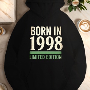 Né en 1998 Sweats à capuche décontractés en édition limitée pour femmes Tissu tricoté Techniques imprimées Col à capuche - Product Image 1