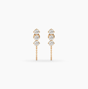 Magnifiques boucles d'oreilles en or 14 carats avec diamants de laboratoire pour femmes, bijoux fins de créateur pour les occasions spéciales - Product Image 2