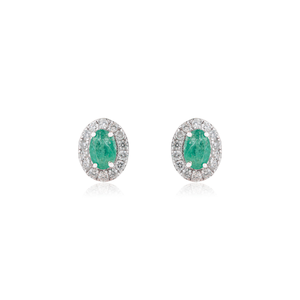 ต่างหูแบบสตั๊ดทรงวงแหวนเล็กประดับมรกตและเพชรทองคำขาวบริสุทธิ์ 14K สั่งทำได้ตามต้องการ ขายส่งตามเทรนด์  ผู้ผลิตเครื่องประดับประจำเดือนพฤษภาคม - Product Image 1