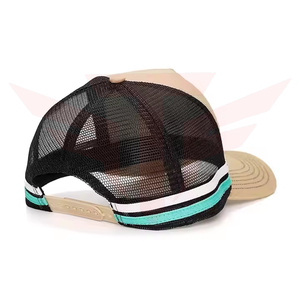Casquette Trucker Unisexe en Maille 6 Panneaux Réglable au Dos Décontractée Respirante Rayures Blanches Noires Vertes Adulte Printemps Été - Product Image 3