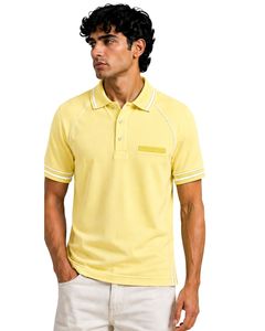 Camiseta Polo Personalizada en Amarillo Pastel para Hombre, Ropa Deportiva Casual de Verano, Transpirable, para Golf, con Manga Raglán Premium, Prenda Superior a la Moda - Product Image 1