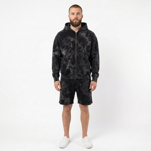 Conjunto de Sudadera con Capucha y Pantalones Cortos Tie Dye para Hombre, de Alta Calidad y a la Moda, Ropa Casual de Dos Piezas, Estilo Urbano - Product Image 3