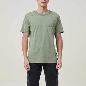 T-shirt homme tendance, nouvelle arrivée, matière de qualité supérieure, durable, effet usé, doux, respirant, pour un usage quotidien. - Product Image 2