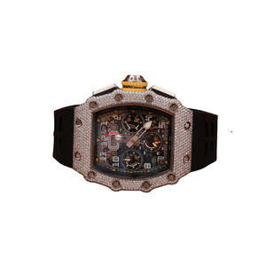 Reloj de Moissanita de Alta Gama con Correa de Goma Negra y Esfera para Uso Profesional, Disponible en Cuarzo con Diamantes - Product Image 5