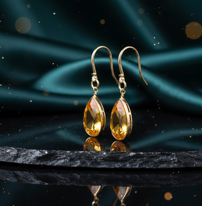 Boucles d'oreilles en pierres précieuses jaunes de 5 pouces, argent sterling 925 plaqué or 18 carats, 18 grammes, bijoux de mode, prix de gros - Product Image 4