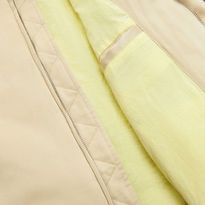Men's Beige Bomber <b>Jacket</b> Solid Color Stand Collar Zipper Closure Casual Autumn Wear Regular Fit Polyester Material - Product Image 3