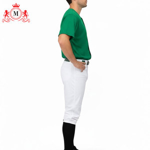 <b>Men's</b> Green Baseball Jersey With <b>White</b> Pants Breathable Polyester Baseball Uniform Set Adult Size - Product Image 3