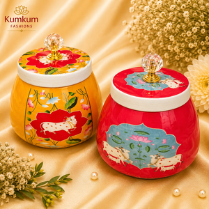 Enamel Religious Metal Jar 4 Inch Dry Fruit Jars Home Decor Return Gift Wedding Favor Housewarming Diwali Gift Hamper Handmade - Product Image 3