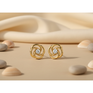 Pendientes de Diamantes en Oro Amarillo para Mujer, Corte Brillante Redondo, Diseño Clásico, Uso Diario, Regalo de Boda para Ella, Personalizables - Product Image 5