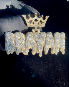 Pendentif personnalisé en forme de couronne en moissanite, pendentif hip-hop, pendentif en argent 925, pendentif lettre initiale, passe le testeur de diamant - Product Image 1