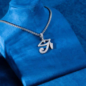 <b>Silver</b> Plated Alloy Letter J Pendant With Rhinestones Hiphop Jewelry For Men Gift - Product Image 2