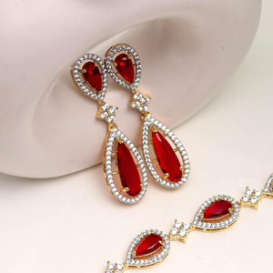 RAY FINE ORNATES <b>Ruby</b> Long <b>Necklace</b> Set 22K Gold Plated Vintage Bridal Jewelry IGI Certified Traditional Indian Wedding <b>Necklace</b> - Product Image 2