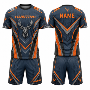 Ensemble de chasse pour homme MEGAMAPLE, chemise à manches courtes et short imprimés par sublimation florale, respirant en polyester, logo avant/arrière - Product Image 1