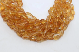 Perles de citrine naturelle de qualité AAA, facettées, 7-10 mm, forme de gouttes droites, brin de 16 pouces pour la fabrication de bijoux - Product Image 3