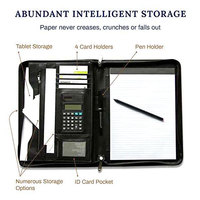 Porte-documents en cuir avec calculatrice et bloc-notes, porte-cartes, classeur de documents, étui pour CV, idéal pour un cadeau