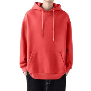 เสื้อฮู้ดดี้สไตล์ฮิปฮอปทรงหลวมแบบสั่งทำพิเศษ ผ้าฝ้าย 100% สีพื้นลำลองสำหรับผู้ชาย - Product Image 3