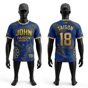 Camiseta Deportiva de Poliéster de Alto Rendimiento de 160 g/m² para Hombre, Color Azul Rey, Verde Neón con Paneles Grises en los Hombros, Logotipo Personalizado por Sublimación - Product Image 6