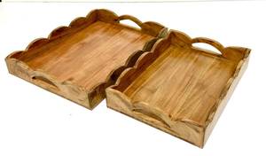Plateau rectangulaire en bois CRAFTS GALORE pour thé et dîner, léger avec poignée, design moderne pour rangement de cuisine, desserts et utilisation dans la salle de bain - Product Image 6