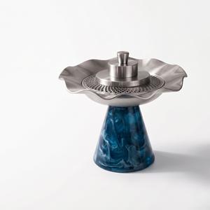 Quemador de Incienso Moderno con Base de Resina y Tapa Metálica Ondulada, Hecho a Mano, Elegante Centro de Mesa, Decoración de Lujo para Mesa, Porta Incienso Árabe Oud Bakhoor - Product Image 6