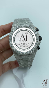 Montre chronographe mécanique incrustée de diamants, bracelet analogique de 20 mm, bracelet en acier inoxydable argenté, cadeau de luxe hip-hop - Product Image 4