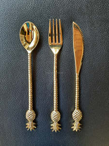 ชุดช้อนส้อมทรงสับปะรดคุณภาพสูงเครื่องใช้บนโต๊ะอาหารสำหรับงานแต่งงานงานเลี้ยงคริสต์มาสตกแต่งบ้าน - Product Image 3