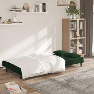 Canapé-lit 2 places en velours vert foncé, bois et plastique, mousse à haute densité pour un confort optimal - Product Image 3