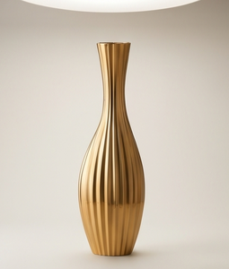 Vase décoratif en métal doré de luxe, moderne, à texture côtelée verticale, pour la maison, le bureau, le hall, la décoration intérieure - Product Image 4