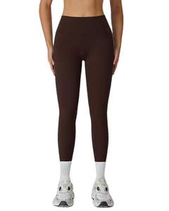 Conjunto Deportivo para Mujer en Color Chocolate Marrón y Blanco con Contraste, Bra Deportivo y Leggings de Cintura Alta, Elástico, para Yoga, Fitness, Gimnasio, Personalizado, OEM, Venta al Por Mayor - Product Image 2