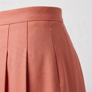Women <b>Pleated</b> Knee-Length <b>Skirt</b> Solid Color Woven Fabric Regular Waistline All Seasons Style - Product Image 5