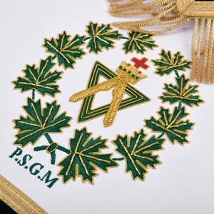 Past Sovereign Grand Master Allied Masonic Degrees <b>Apron</b> Forest Green Velvet With Gold Fringe <b>White</b> Body, Adjustable Belt, Pre - Product Image 2
