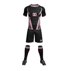 five B Custom Sublimation Soccer Jersey Set Black with Teal Accents Short Sleeve Moisture Wicking <b>Athletic</b> Fit for Men OEM ODM - Product Image 4