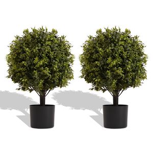 Offerta Speciale: Albero Topiario Sferico da Interno/Esterno con Protezione UV, 55cm, Decorazione Verde in Vaso con 2 Pezzi/Set, Piante Artificiali Popolari - Product Image 1