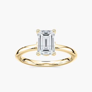 Bague de fiançailles minimaliste pour femme, diamant de laboratoire certifié IGI taille émeraude 2 carats, modèle Rosery, sertissage à griffes en or 14 carats - Product Image 1