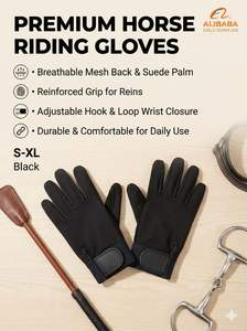 Gants d'équitation de sport en cuir de haute qualité personnalisés pour hommes et femmes, style OEM, avec fermeture éclair noire - Product Image 3