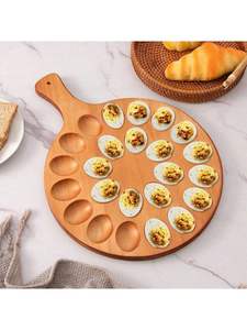 Wooden <b>Egg</b> Holder Tray 18 Slots <b>Egg</b> Racks <b>Eco</b>-Friendly Stocked Deviled <b>Eggs</b> Serving Board Convenient Kitchen <b>Egg</b> Tools Manual - Product Image 1