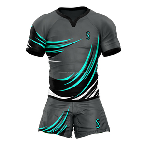 Ensembles d'uniformes de rugby 100% polyester, séchage rapide, antibactériens, grandes tailles, ensembles de maillots de rugby personnalisés par sublimation pour les écoles et les clubs - Product Image 4