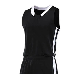 Ensemble de maillot de basket-ball personnalisé noir à col en V, numéro 24, sans manches, uniforme pour adultes, unisexe, respirant, polyester extensible dans quatre directions - Product Image 3